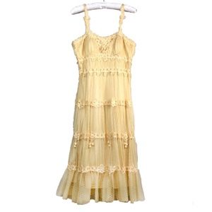 Sue Wong Yellow layered A-line Lace dress size 6